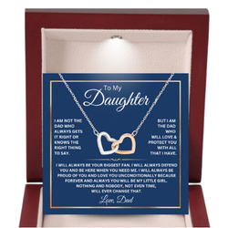 Daughter Necklace from Dad-Fan Hearts-Interlocking Hearts Necklace,Gift for Daughter,Message Card