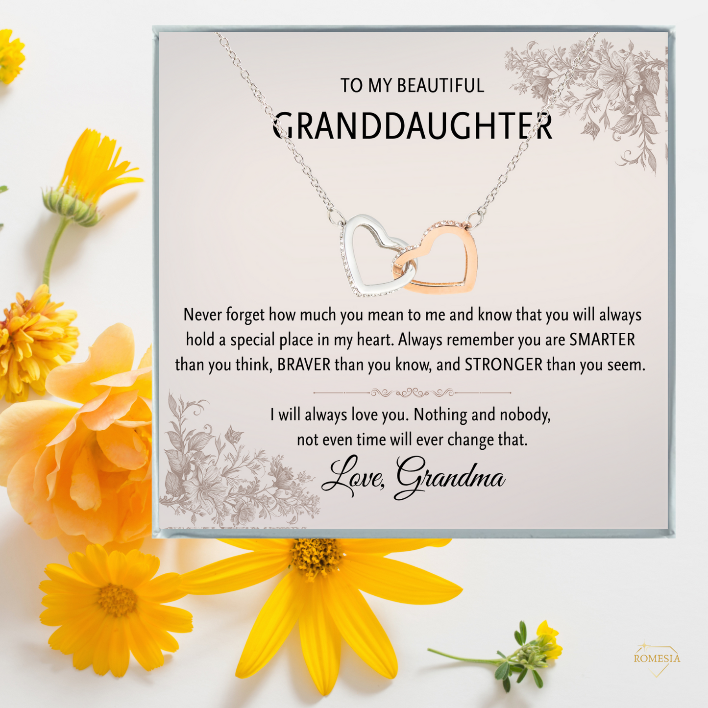 To My Granddaughter Interlocking Hearts Necklace – Meaningful Gift of Love & Connection
