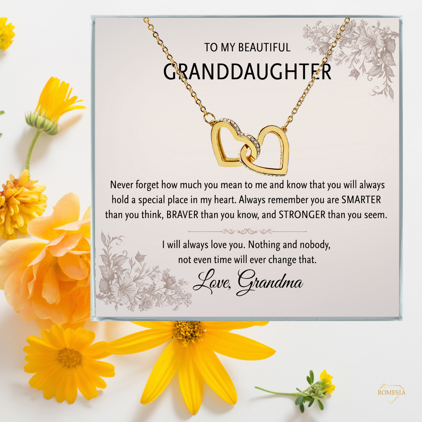 To My Granddaughter Interlocking Hearts Necklace – Meaningful Gift of Love & Connection