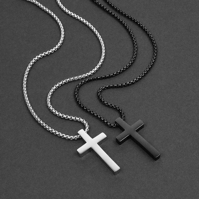 To My Son- Believe- Stainless Steel Cross Necklace Silver/Black