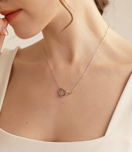 Daughter Necklace from Dad-Fan Hearts-Interlocking Hearts Necklace,Gift for Daughter,Message Card