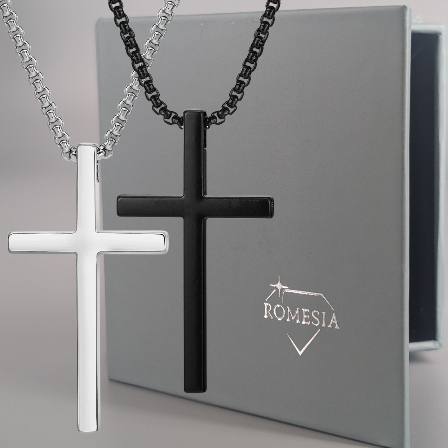 To My Son- Believe- Stainless Steel Cross Necklace Silver/Black