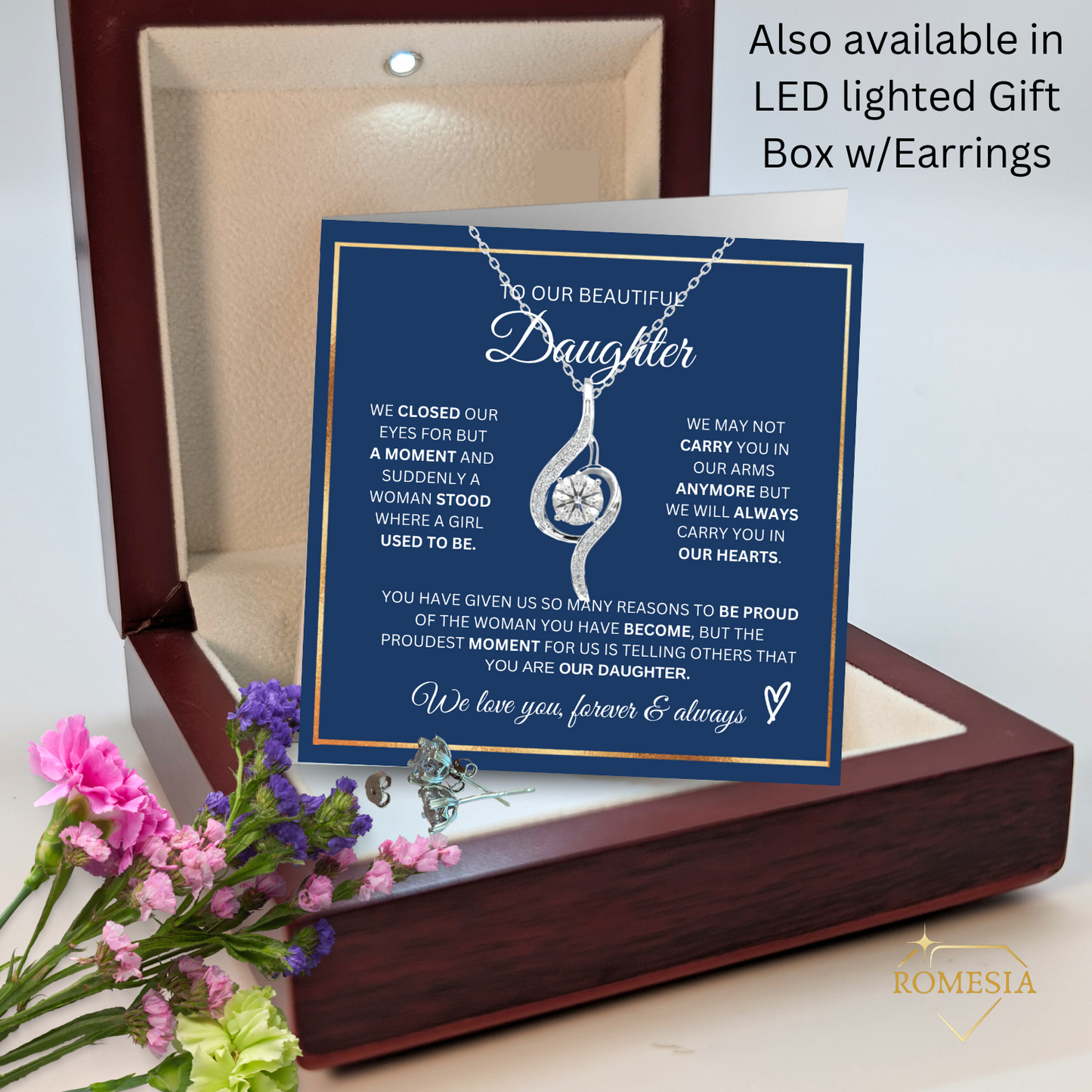 Our Daughter Necklace- Proudest Moment - 925 Sterling Silver Adoring Love Necklace