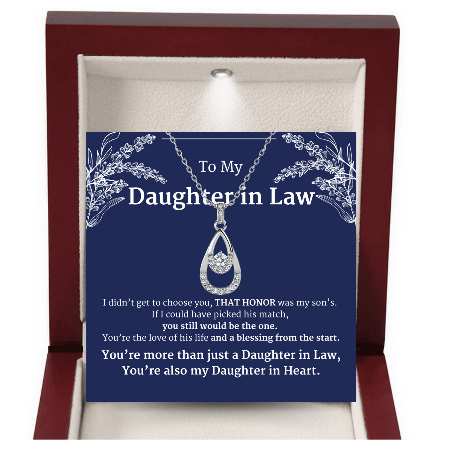 To My Daughter In Law- Daughter In Heart- Twilight Teardrop Necklace
