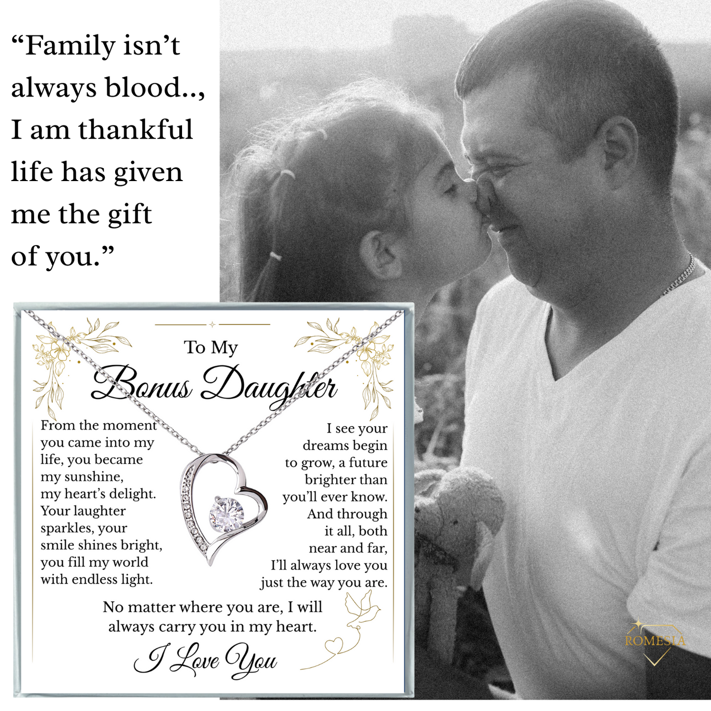To My Bonus Daughter- Endless Light- Forever Love Pendent