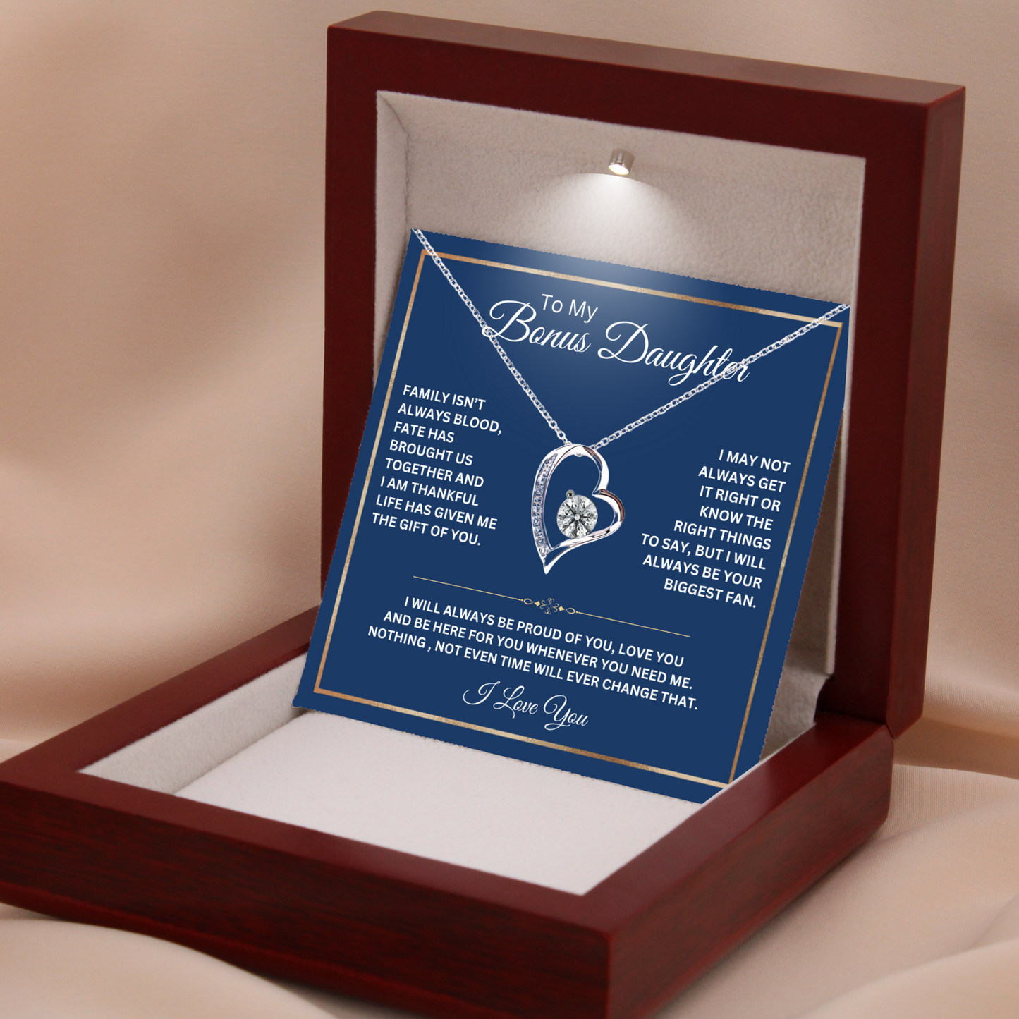 To My Bonus Daughter-Family Love-Forever Love Necklace