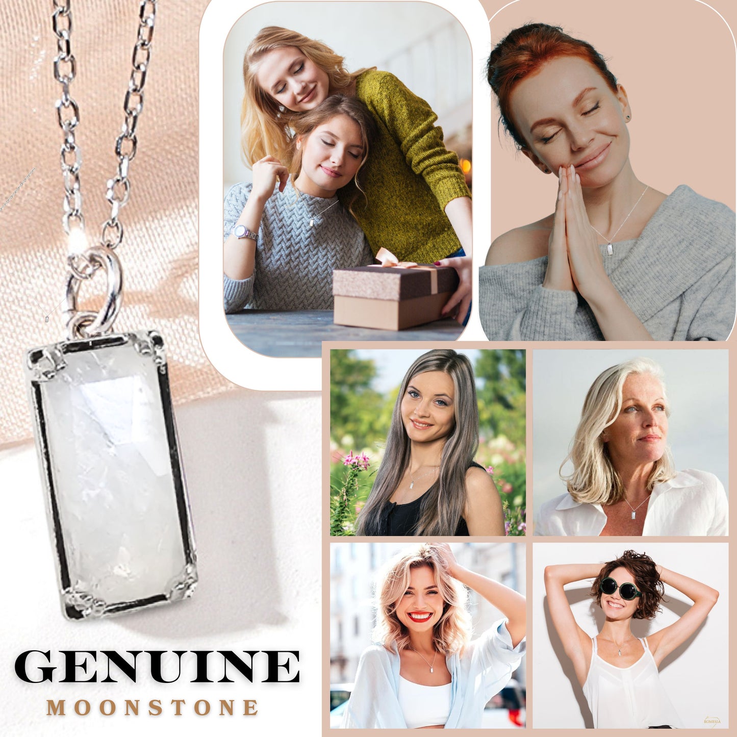 Genuine Moonstone Necklace 925 Sterling Silver-"Grand Adventure"