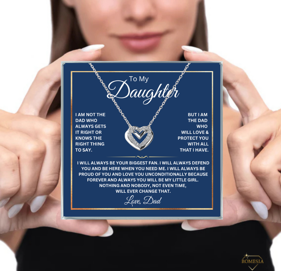 To My Daughter- Your Biggest Fan- Double Heart Pendent