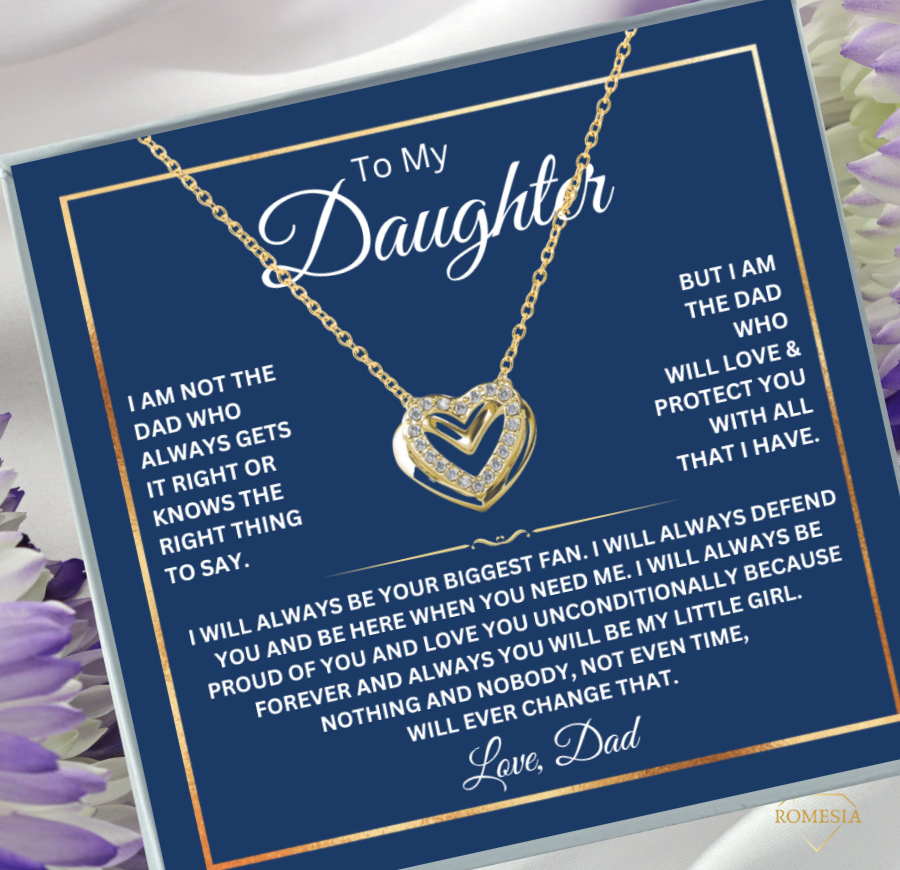 To My Daughter- Your Biggest Fan- Double Heart Pendent