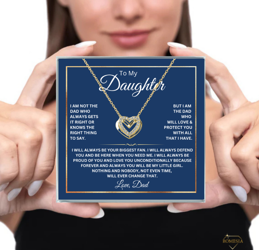 To My Daughter- Your Biggest Fan- Double Heart Pendent