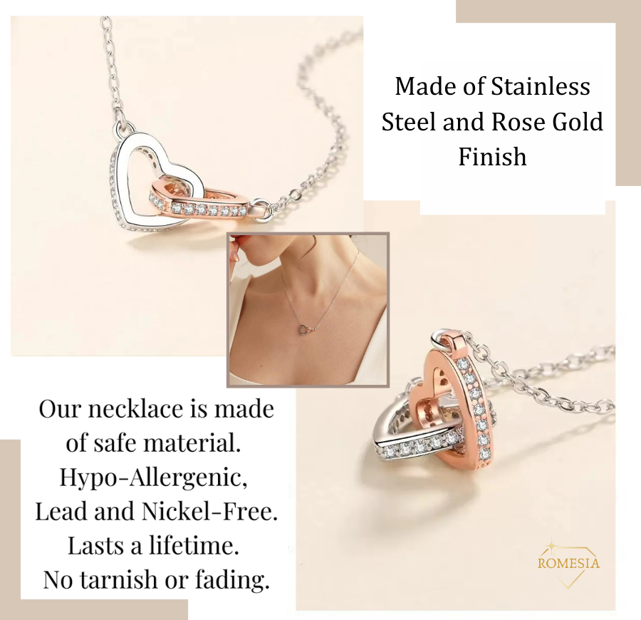 To My Daughter- Never Forget- Interlocking Hearts Necklace from DAD