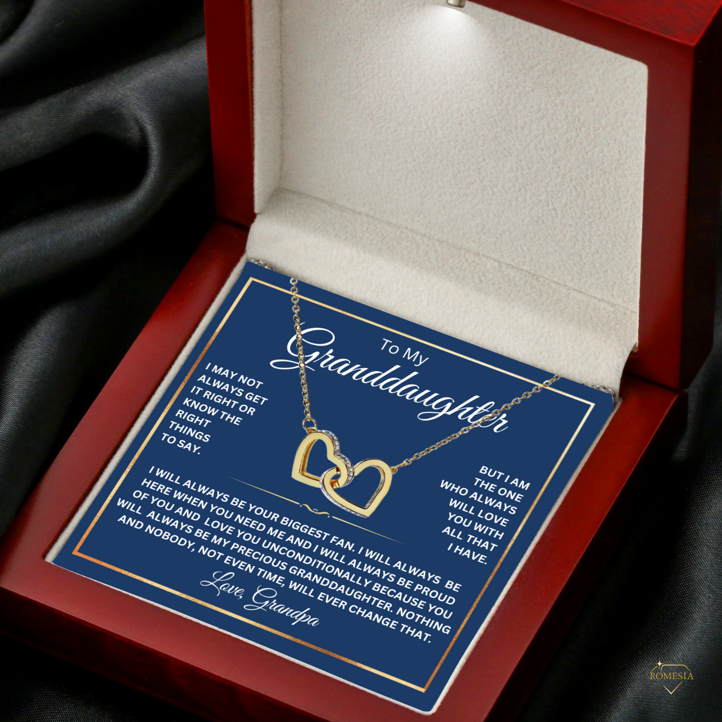 To My Granddaughter from Grandpa-Interlocking Hearts Necklace