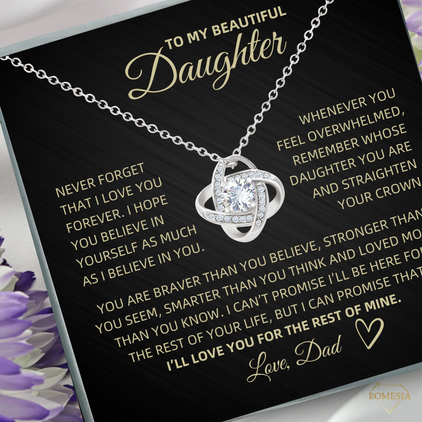 To My Beautiful Daughter- Crown- Forever Love Necklace
