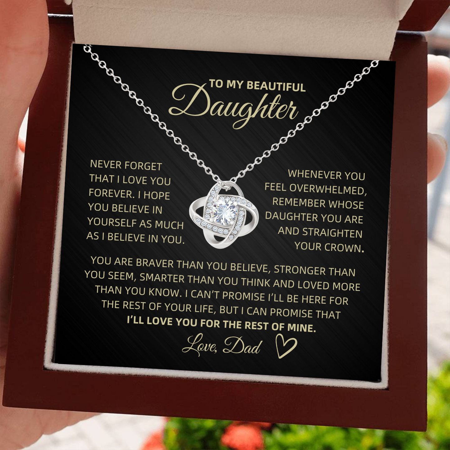 To My Beautiful Daughter- Crown- Forever Love Necklace