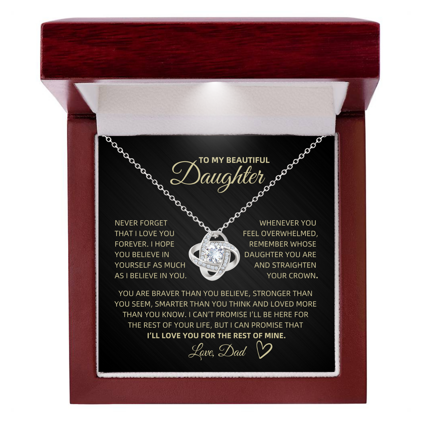 To My Beautiful Daughter- Crown- Forever Love Necklace