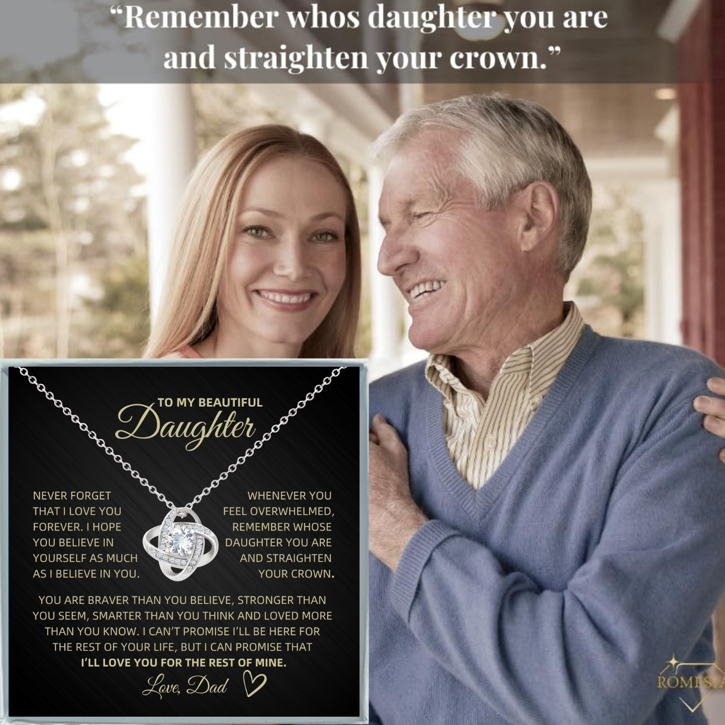 To My Beautiful Daughter- Crown- Forever Love Necklace