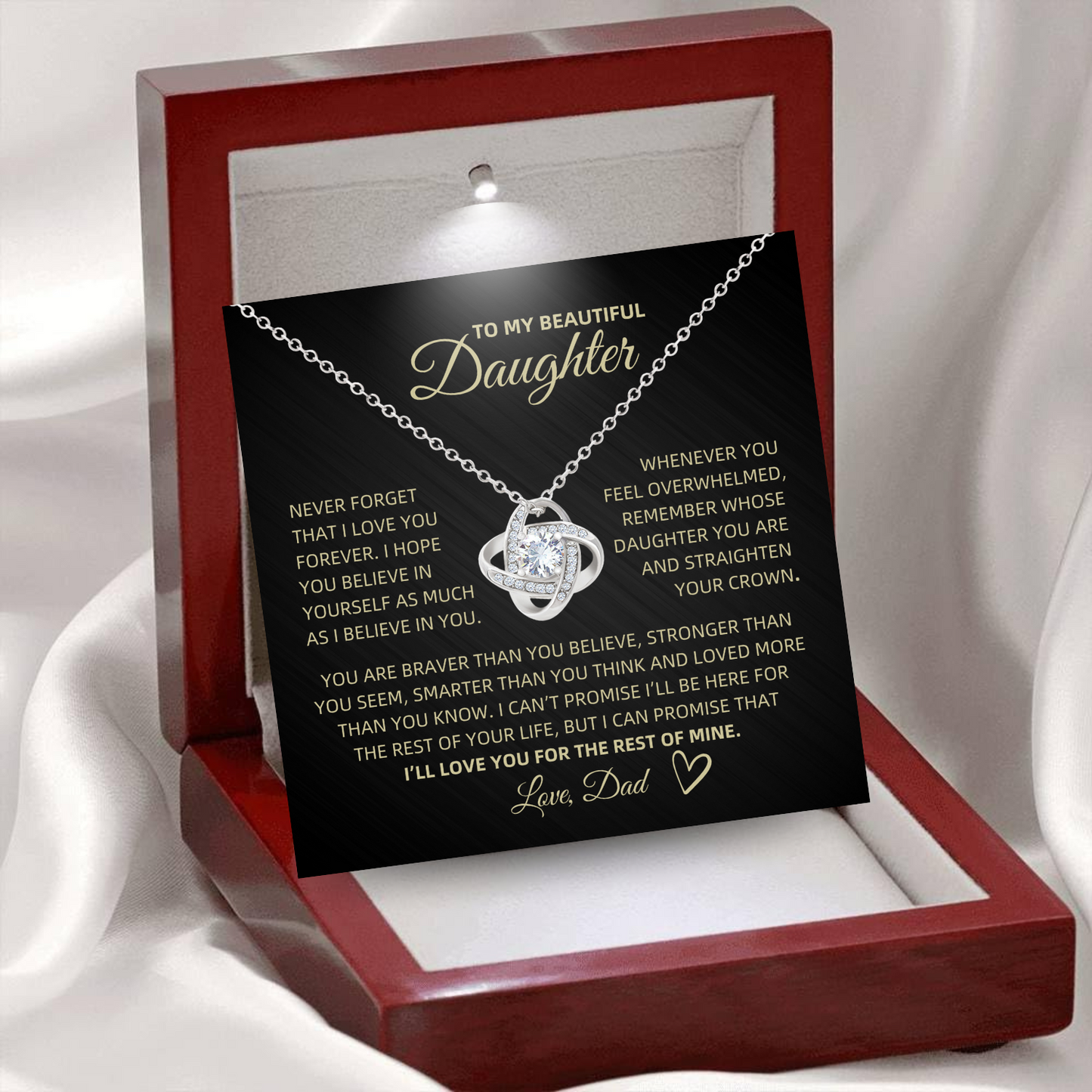 To My Beautiful Daughter- Crown- Forever Love Necklace
