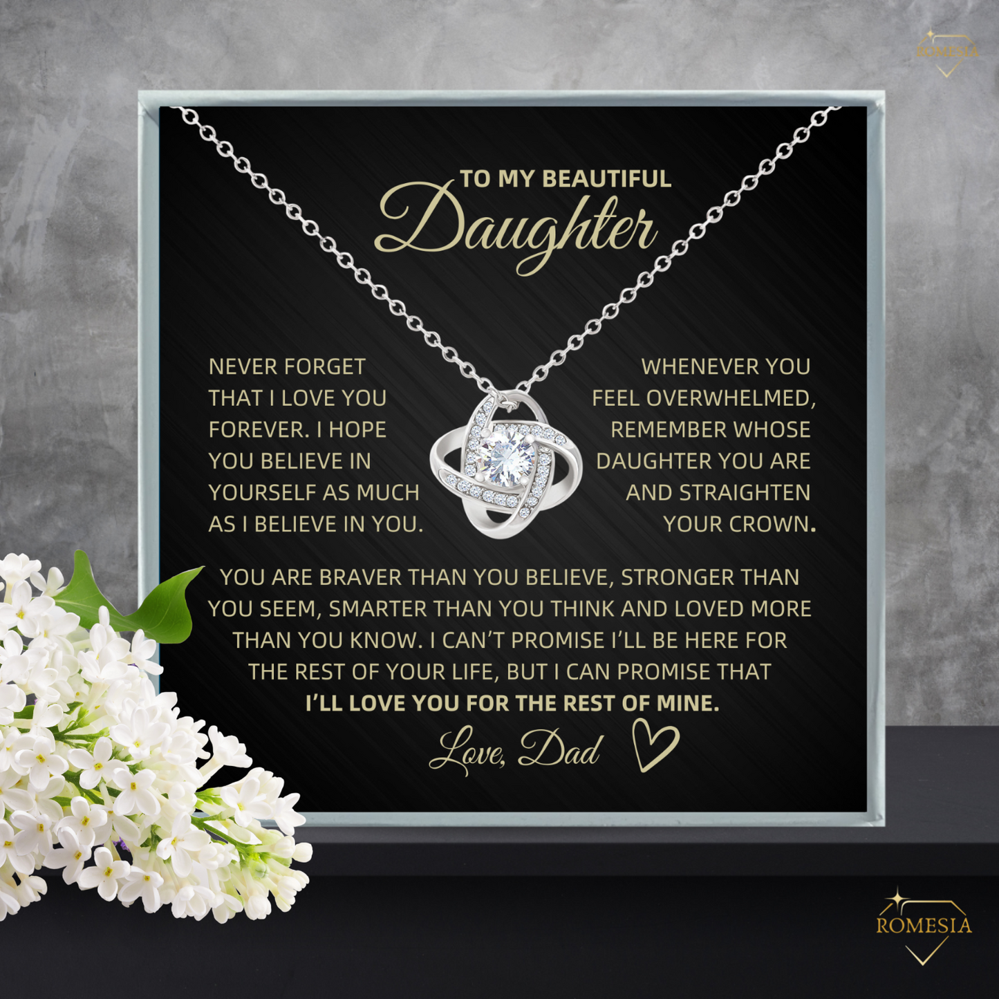 To My Beautiful Daughter- Crown- Forever Love Necklace