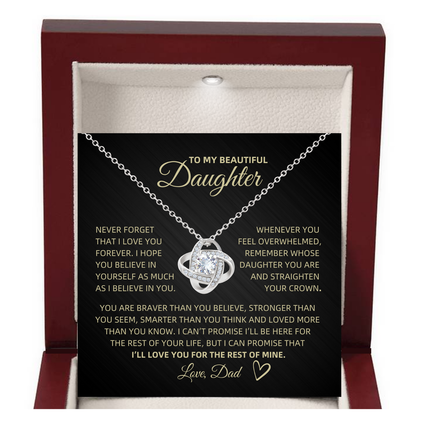 To My Beautiful Daughter- Crown- Forever Love Necklace
