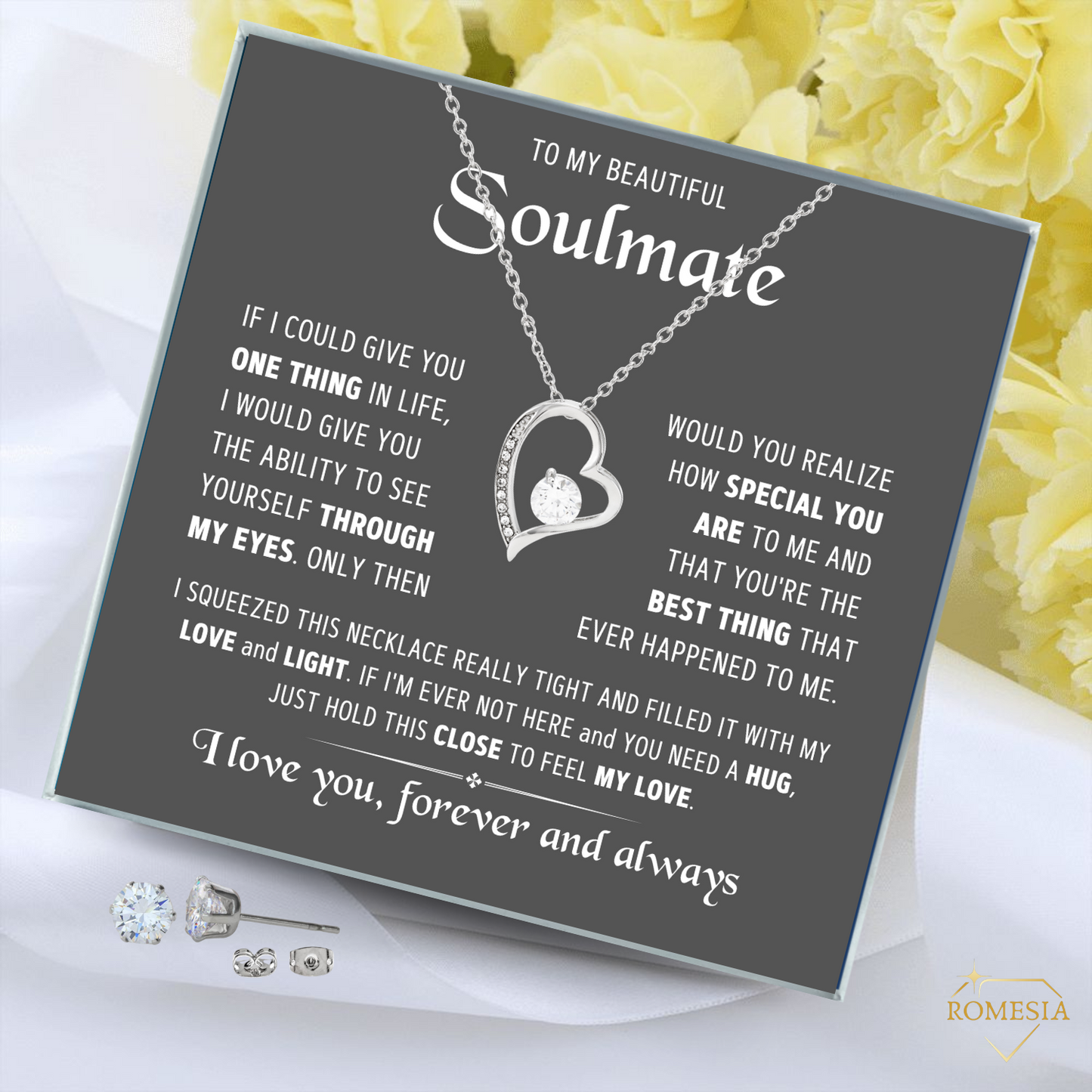 To My Soulmate-Forever Love Necklace w/earrings
