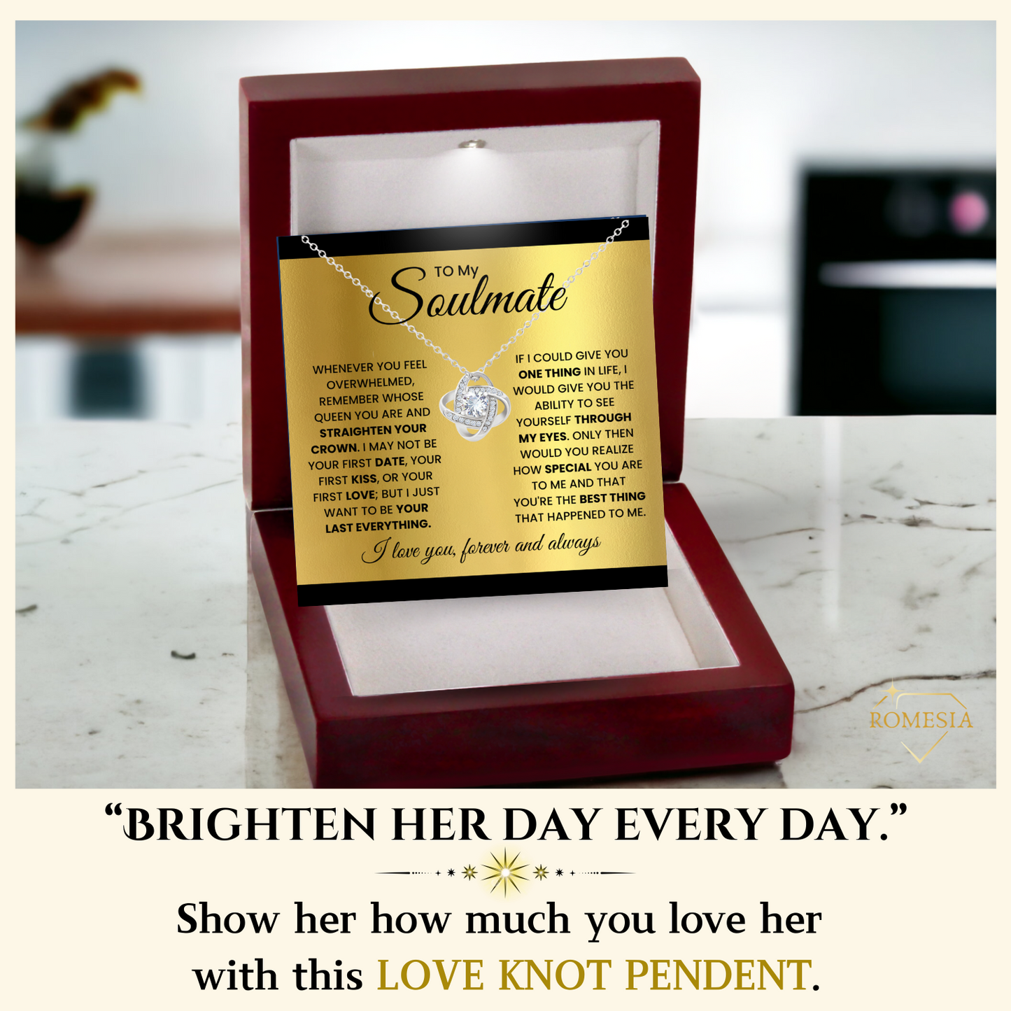 To My Soulmate-Queen-Love Knot Necklace