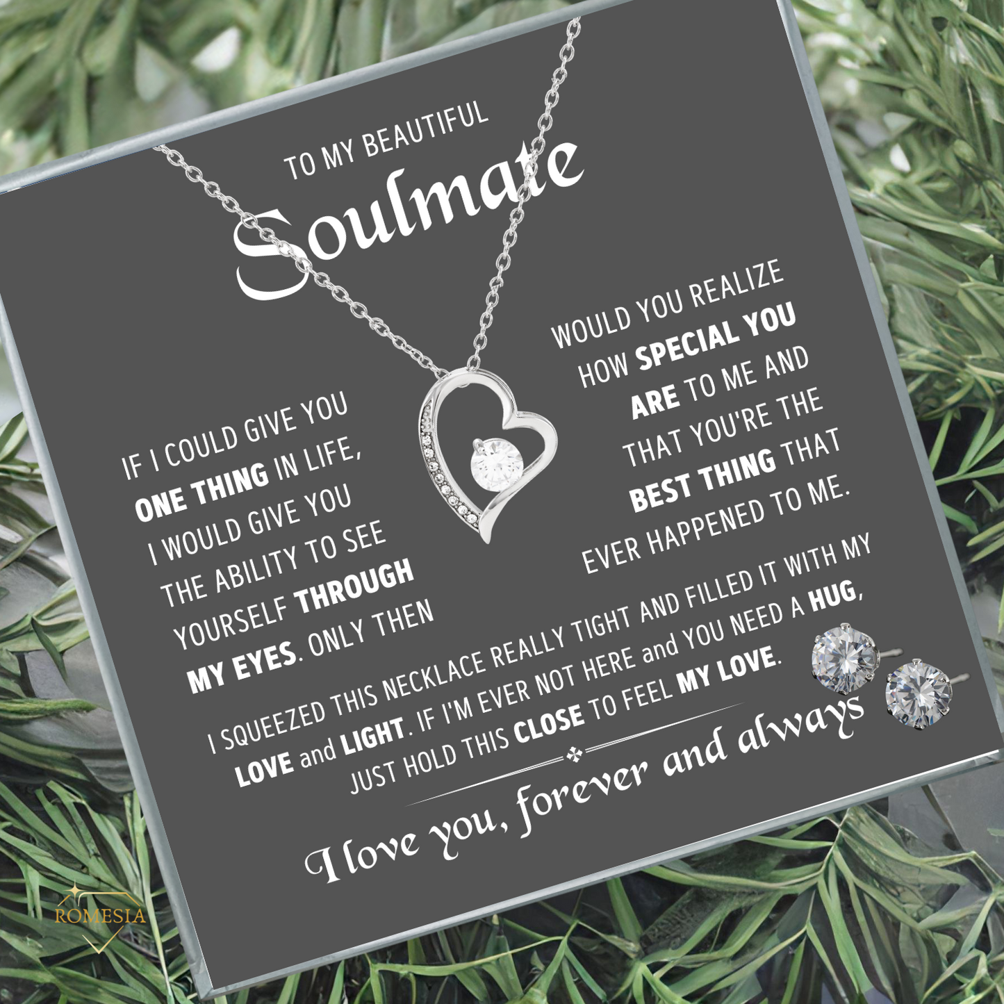 To My Soulmate-Forever Love Necklace w/earrings