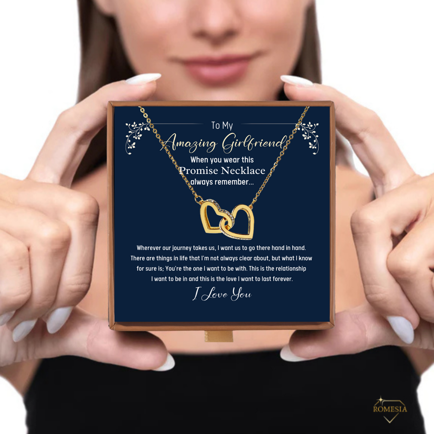 To My Amazing Girlfriend-Promise Necklace-Interlocking Hearts