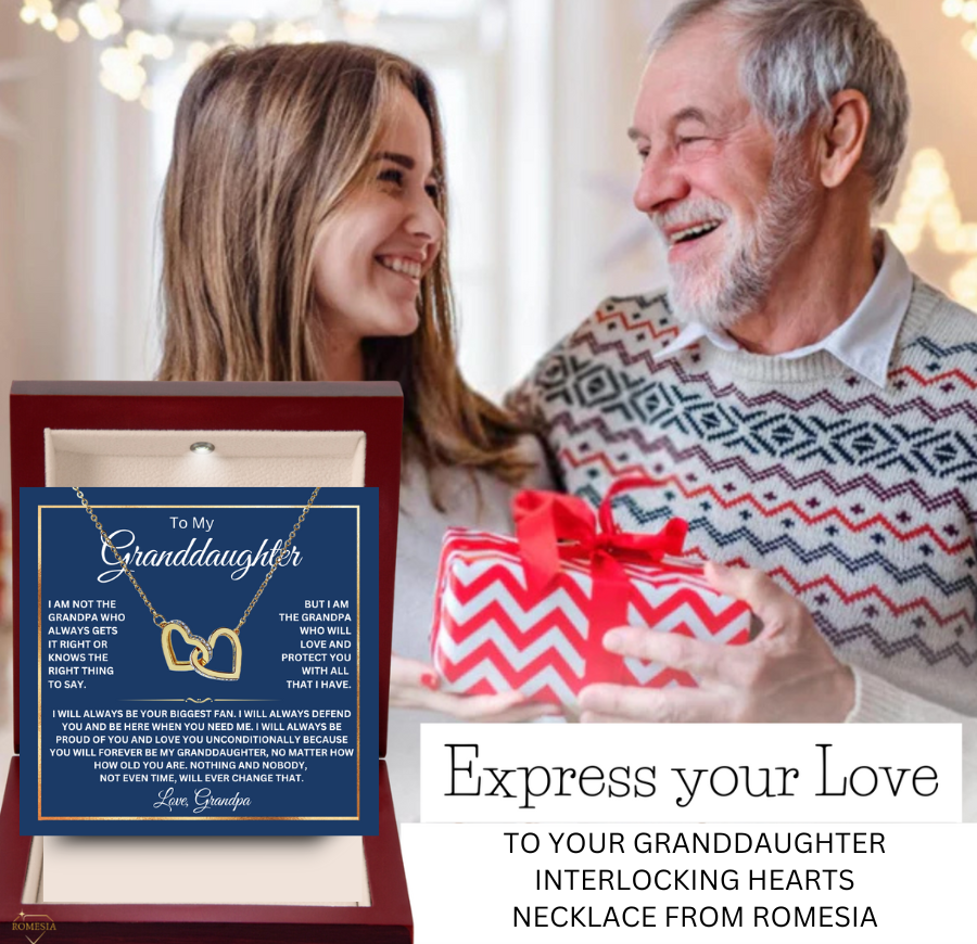 To My Granddaughter from Grandpa-Interlocking Hearts Necklace