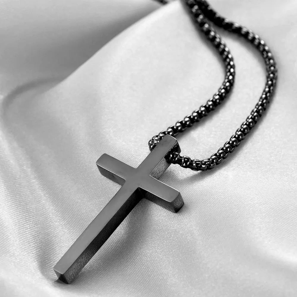 To My Son- Believe- Stainless Steel Cross Necklace Silver/Black