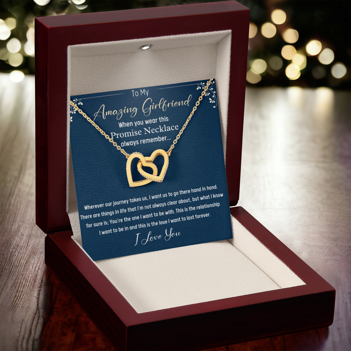To My Amazing Girlfriend-Promise Necklace-Interlocking Hearts