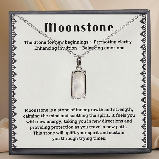 Real Genuine Moonstone - "New Beginnings" Sterling Silver Pendent, with card
