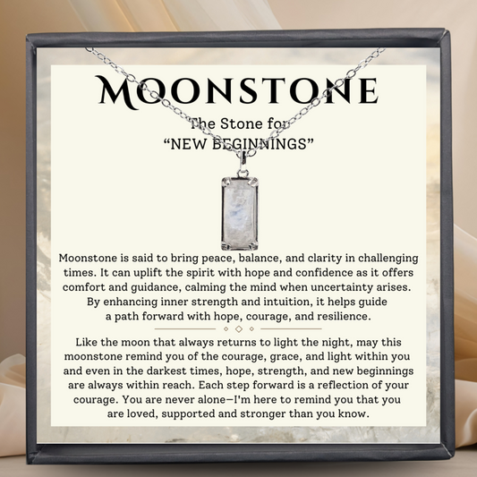 Real Genuine Moonstone - "Encourage"- Sterling Silver Pendent, with card