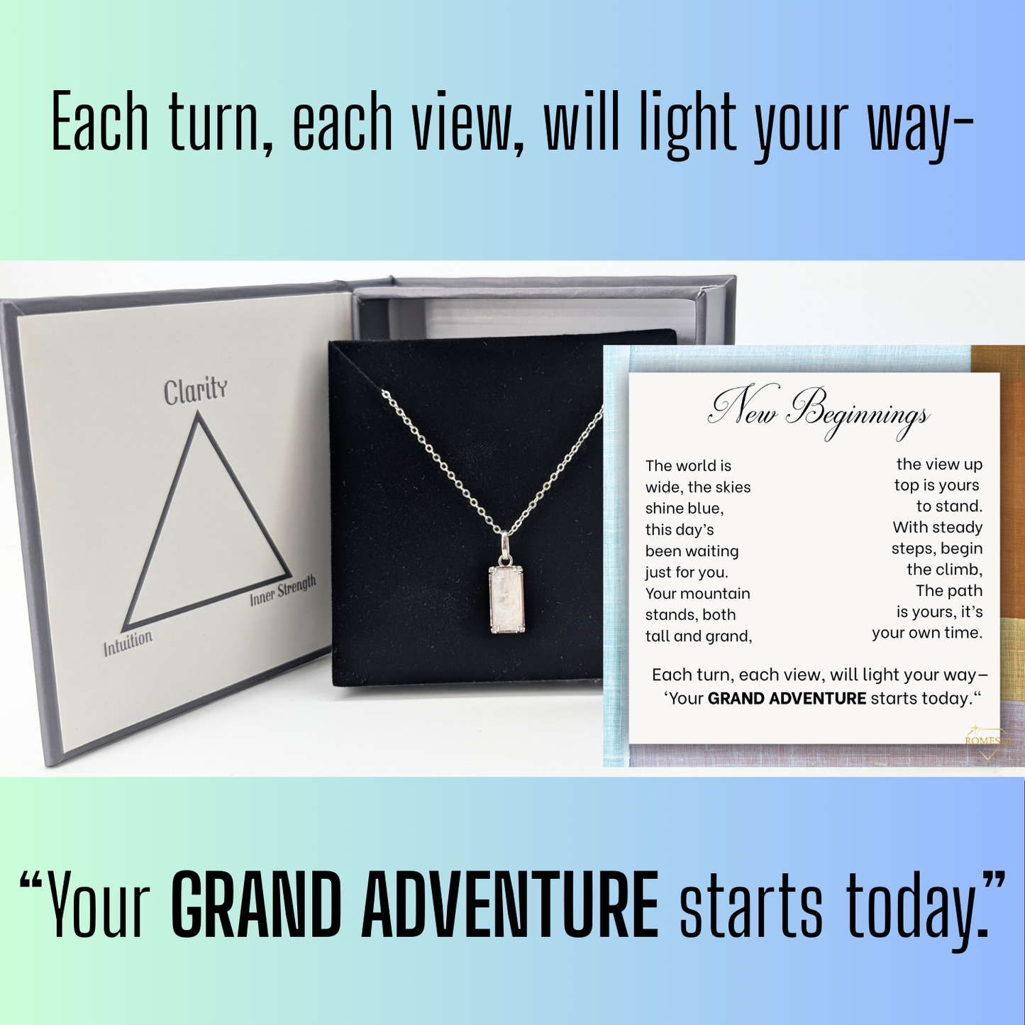 Genuine Moonstone Necklace 925 Sterling Silver-"Grand Adventure"