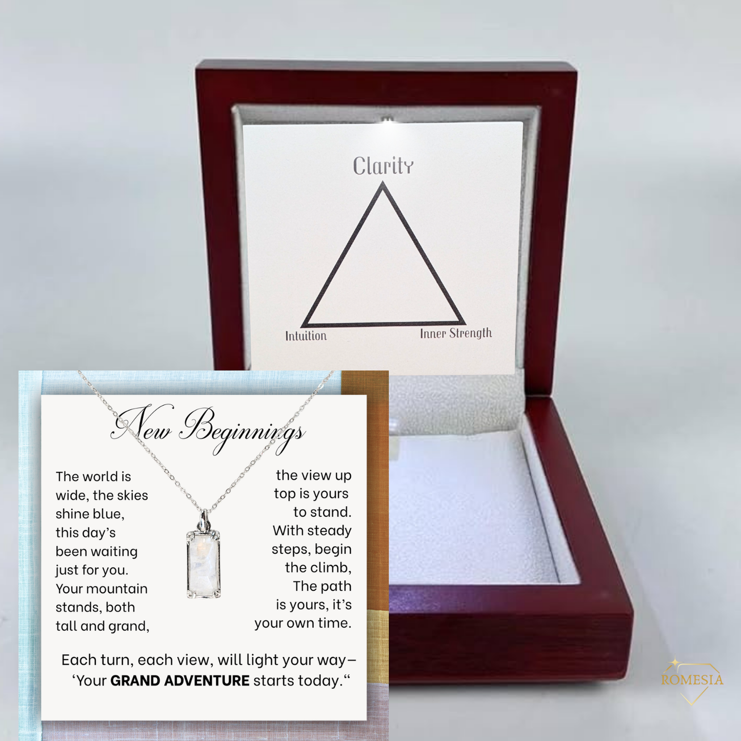 Genuine Moonstone Necklace 925 Sterling Silver-"Grand Adventure"