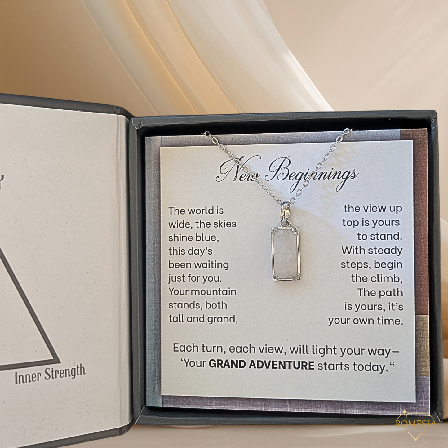 Genuine Moonstone Necklace 925 Sterling Silver-"Grand Adventure"