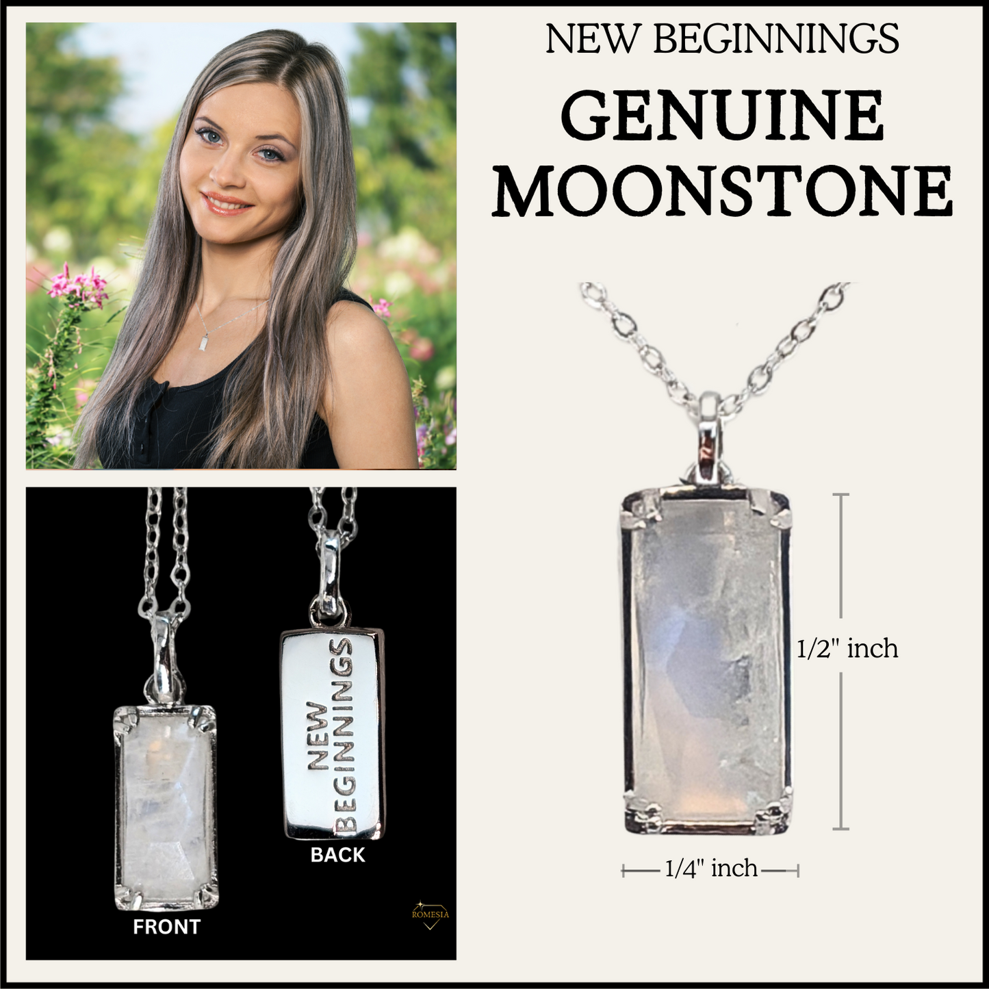 Real Genuine Moonstone -" Sterling Silver Pendent", New Beginnings