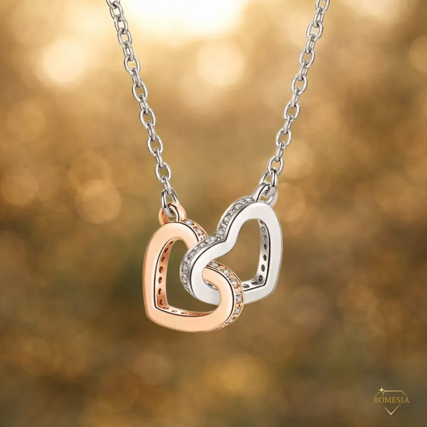Soulmate-Happy Heart- Interlocking Hearts necklace