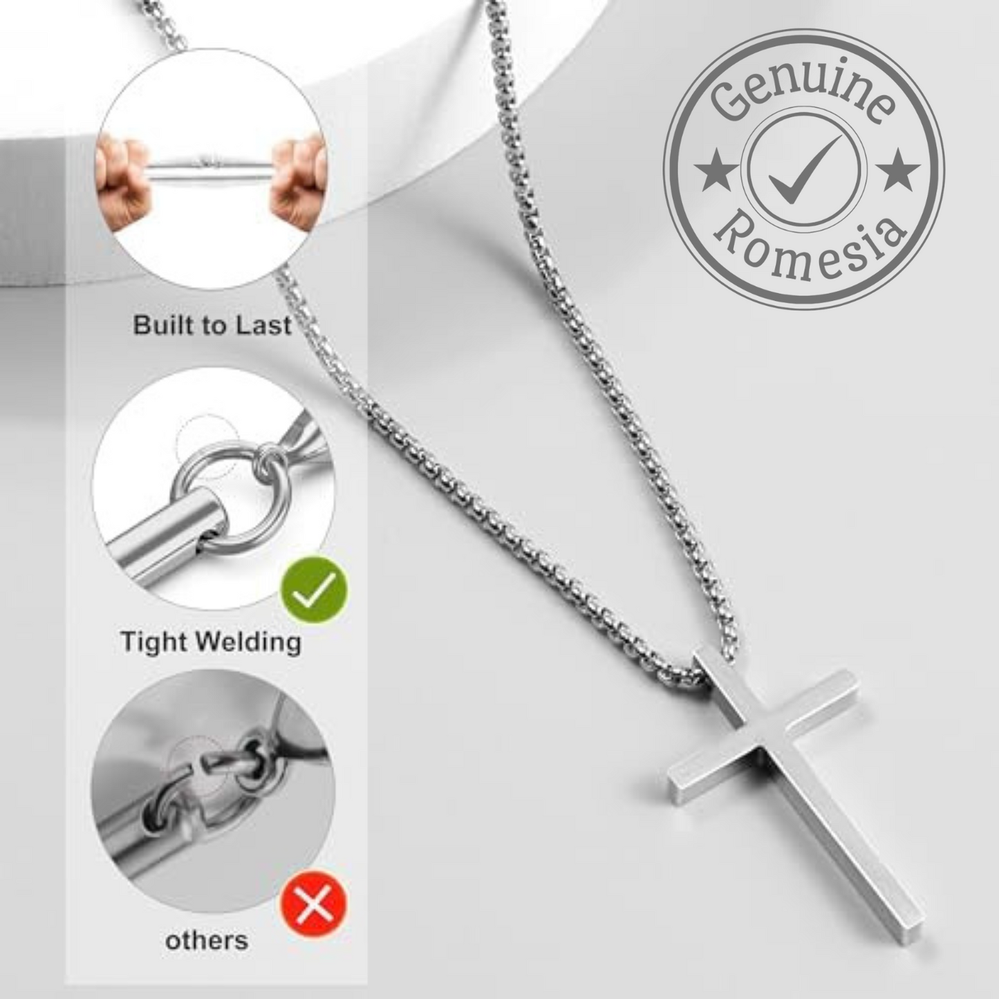 To My Son- Believe- Stainless Steel Cross Necklace Silver/Black