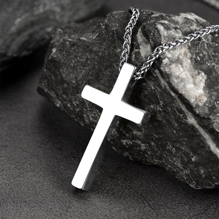 To My Son- Believe- Stainless Steel Cross Necklace Silver/Black