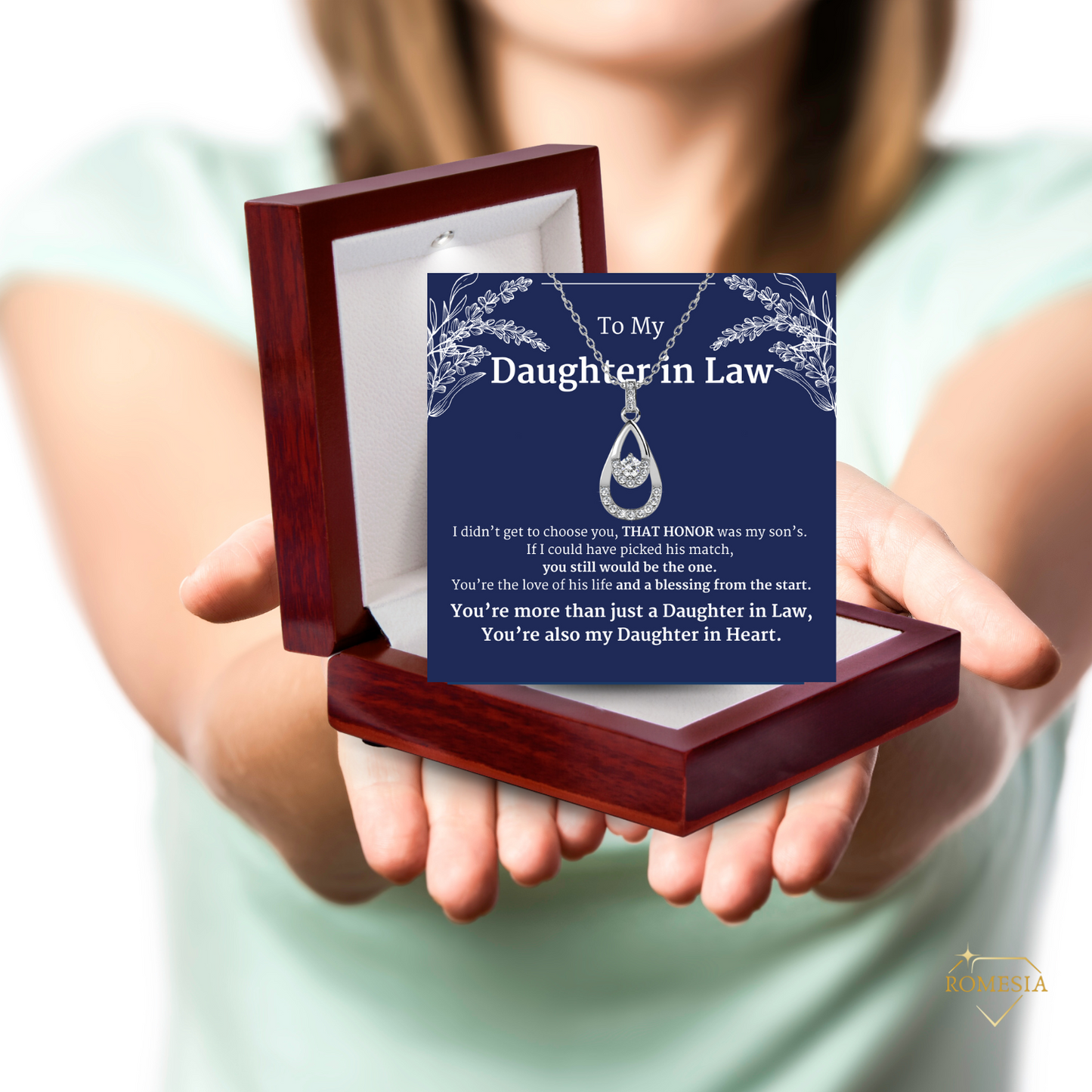 To My Daughter In Law- Daughter In Heart- Twilight Teardrop Necklace