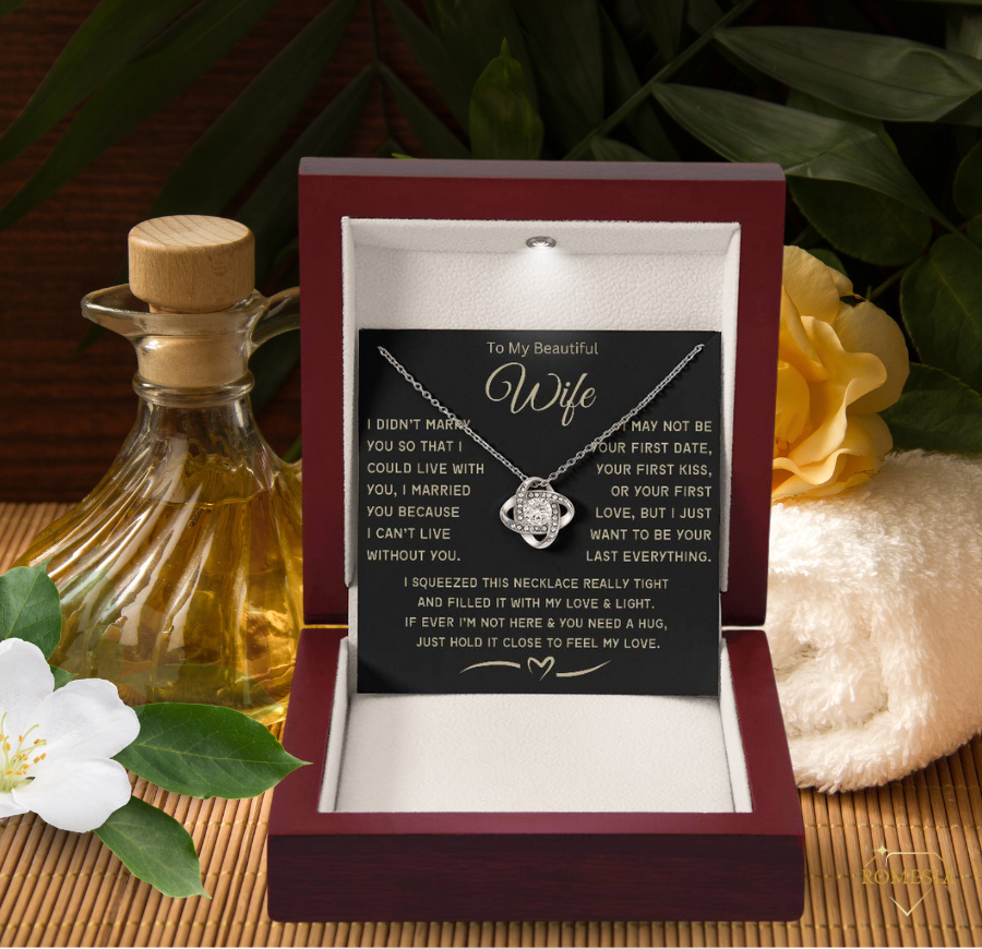 Wife Necklace- My love-Love Knot Necklace. Gift for Wife,Soulmate Gift
