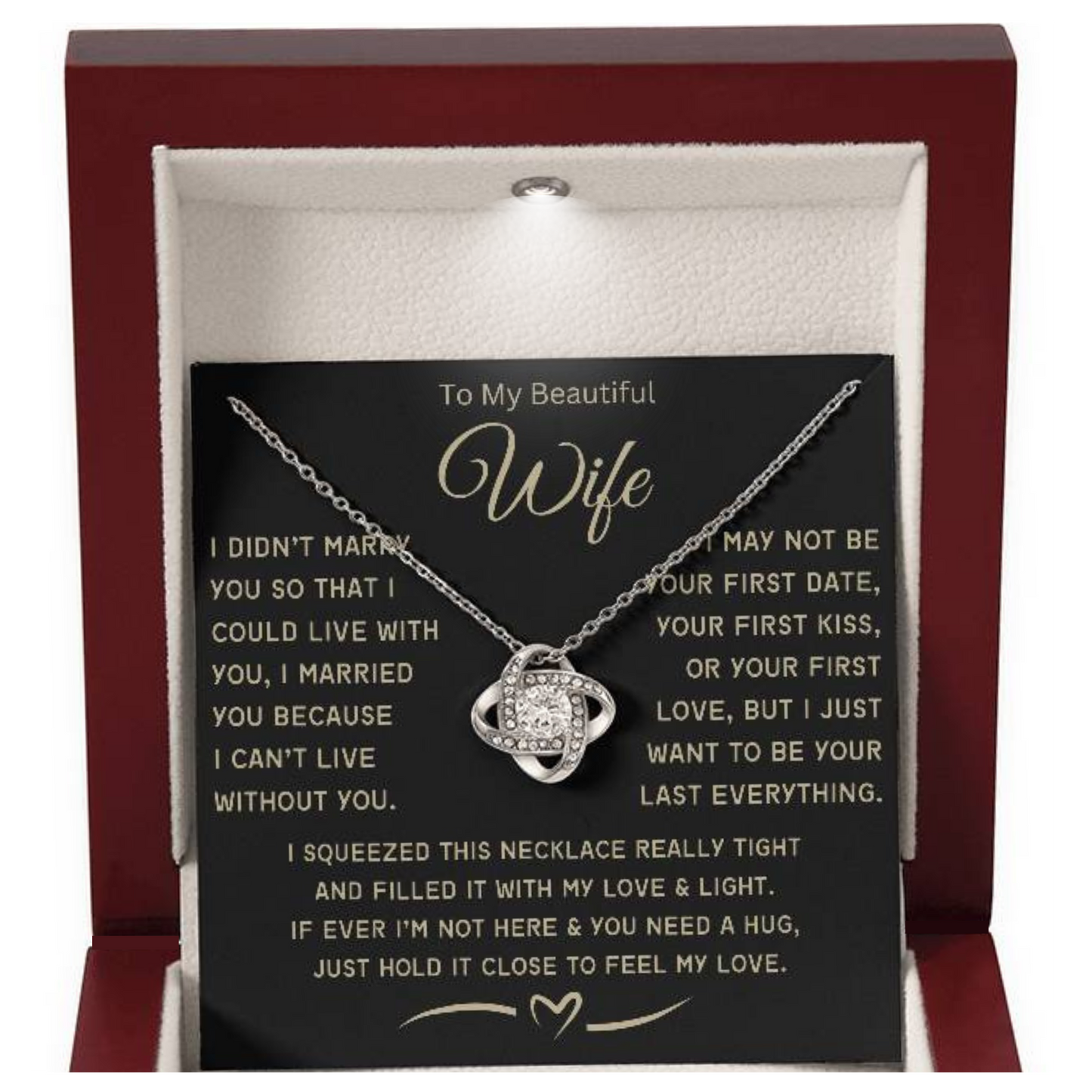 Wife Necklace- My love-Love Knot Necklace. Gift for Wife,Soulmate Gift