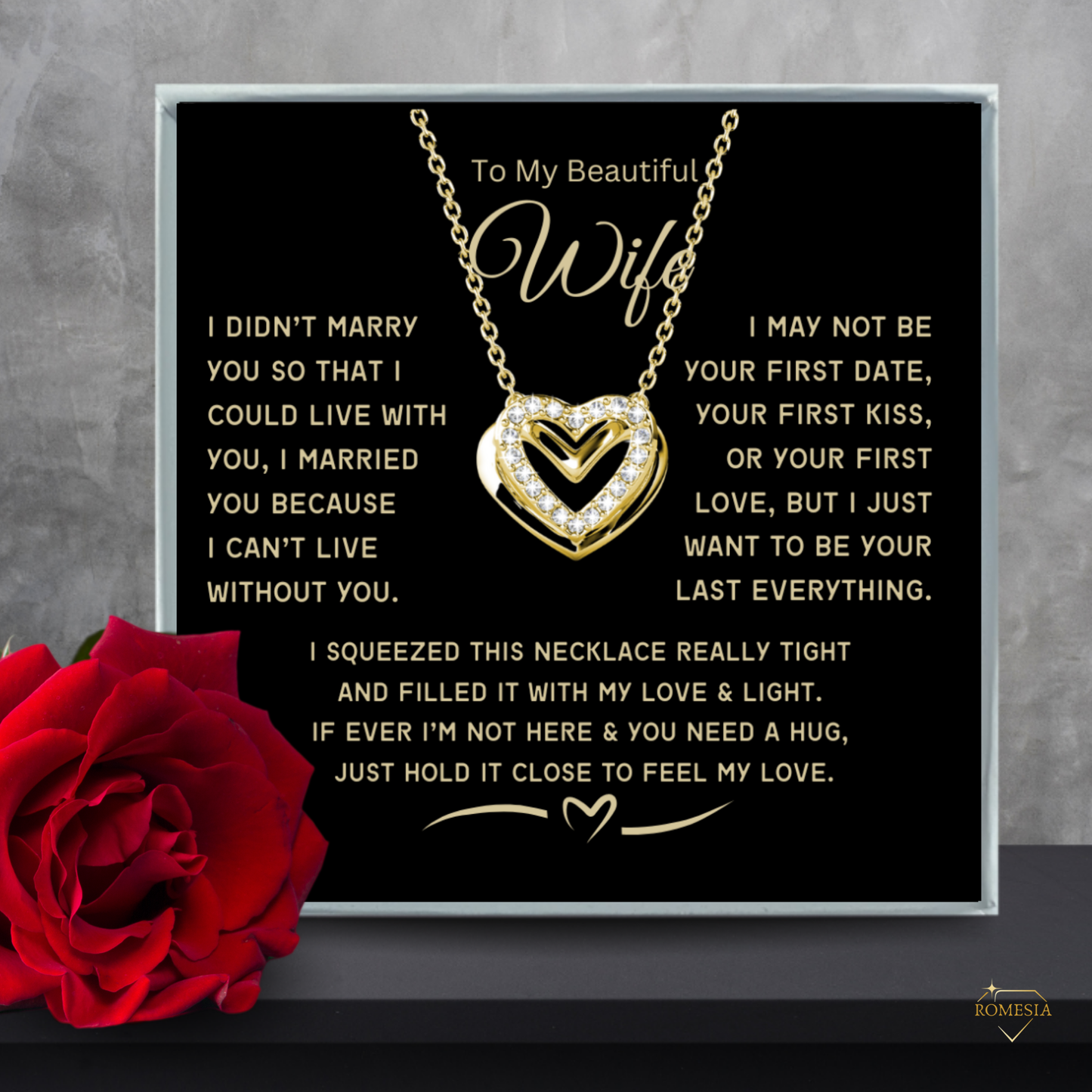 To My Wife-Love & Light-Passionate Hearts Necklace