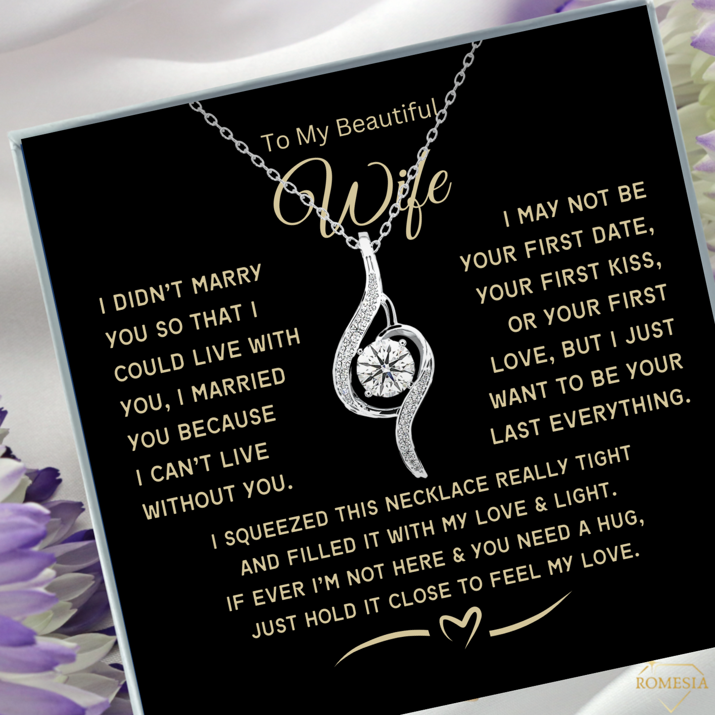 To My Beautiful Wife-My Love- Adoring Love Necklace
