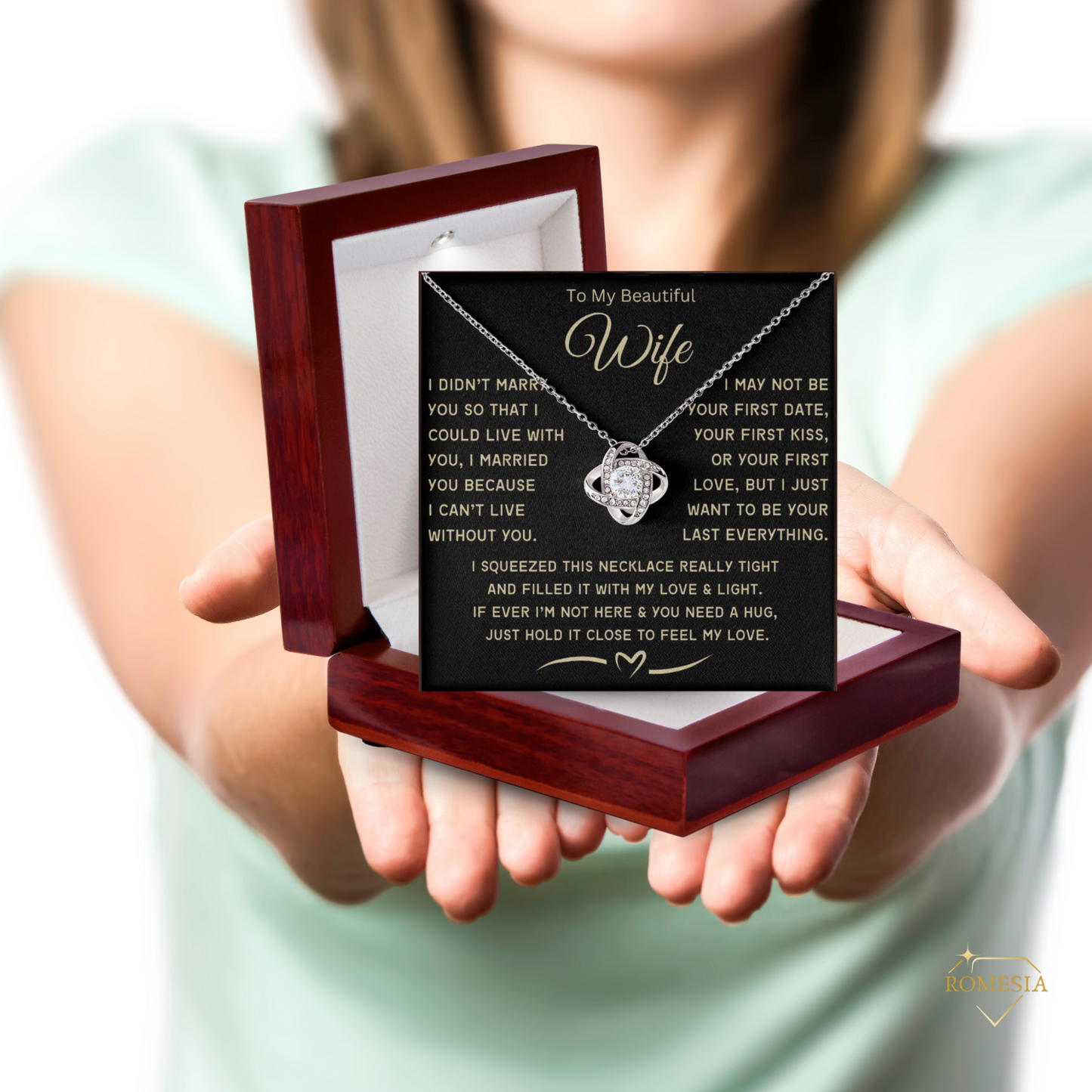 Wife Necklace- My love-Love Knot Necklace. Gift for Wife,Soulmate Gift