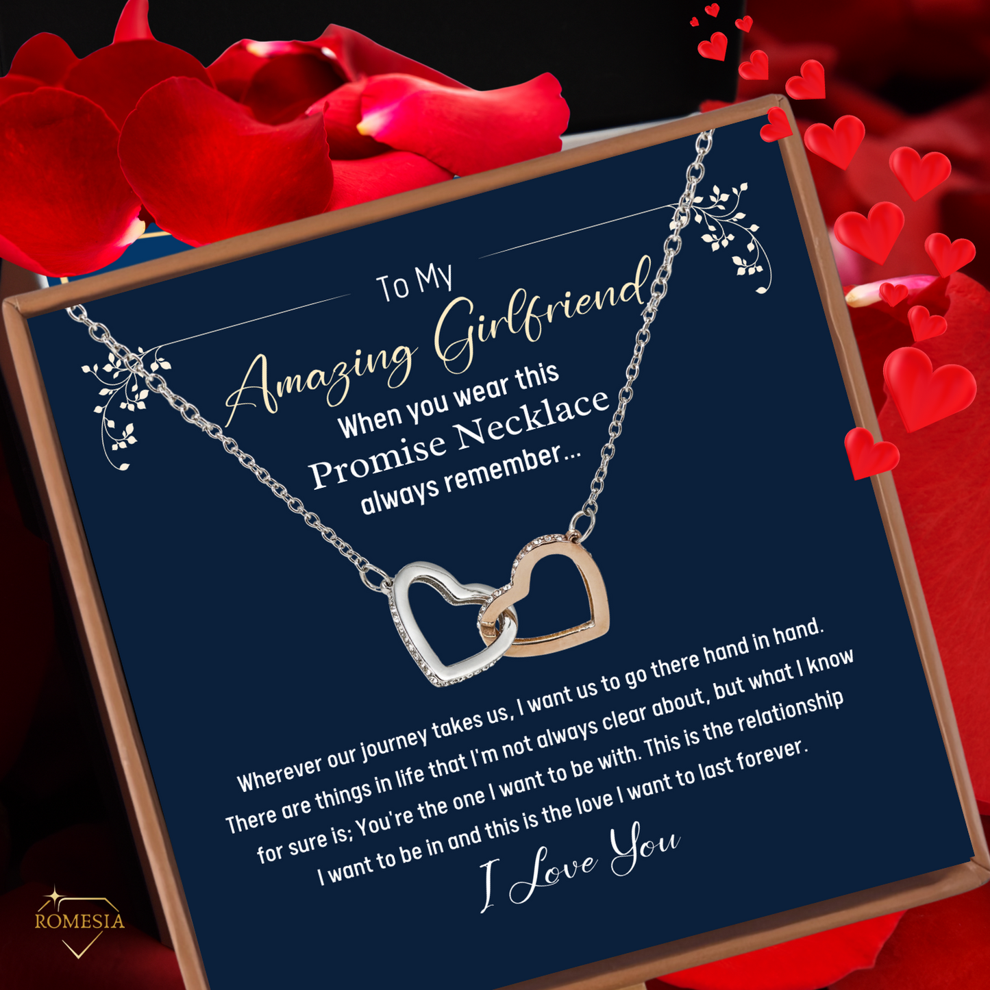 To My Amazing Girlfriend-Promise Necklace-Interlocking Hearts