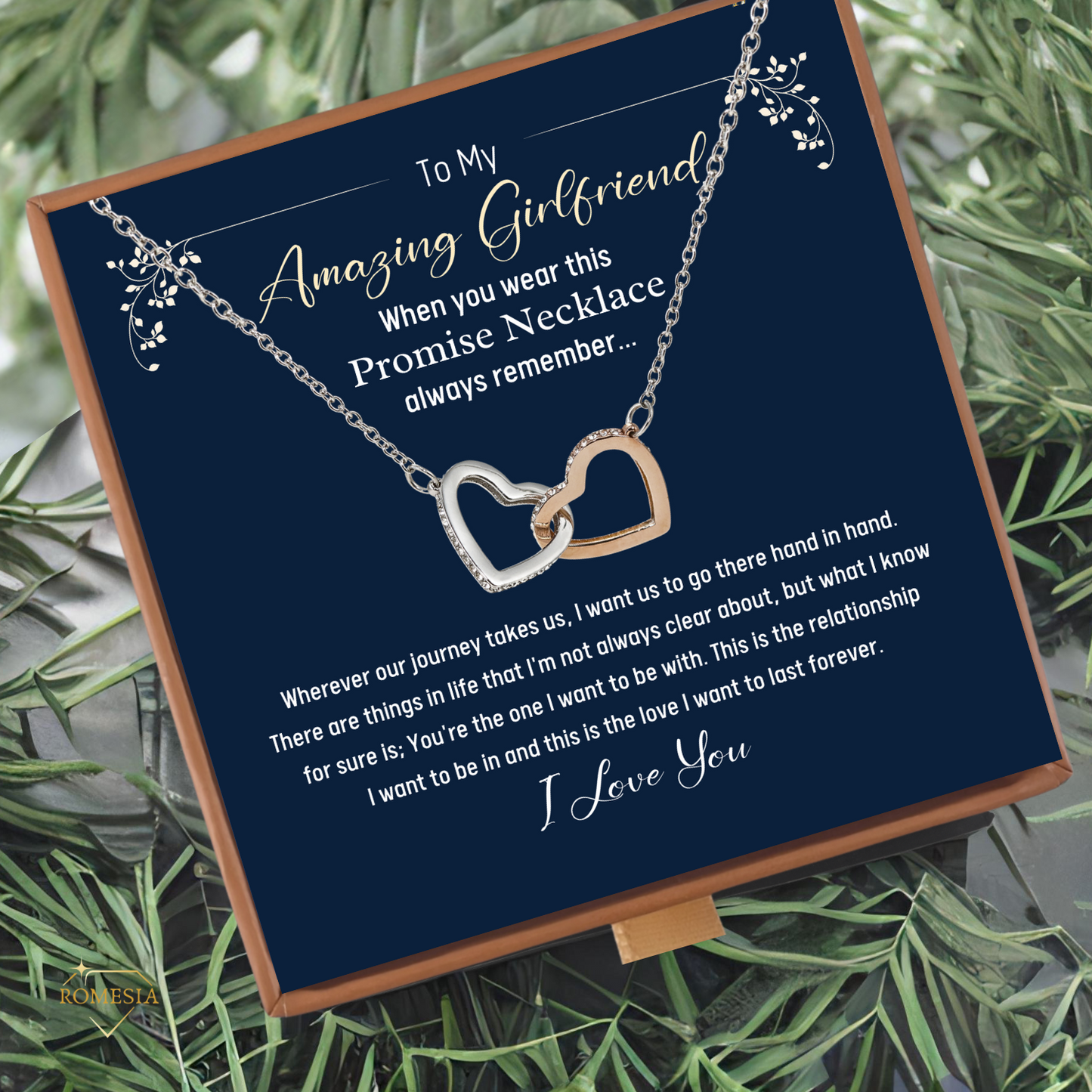 To My Amazing Girlfriend-Promise Necklace-Interlocking Hearts