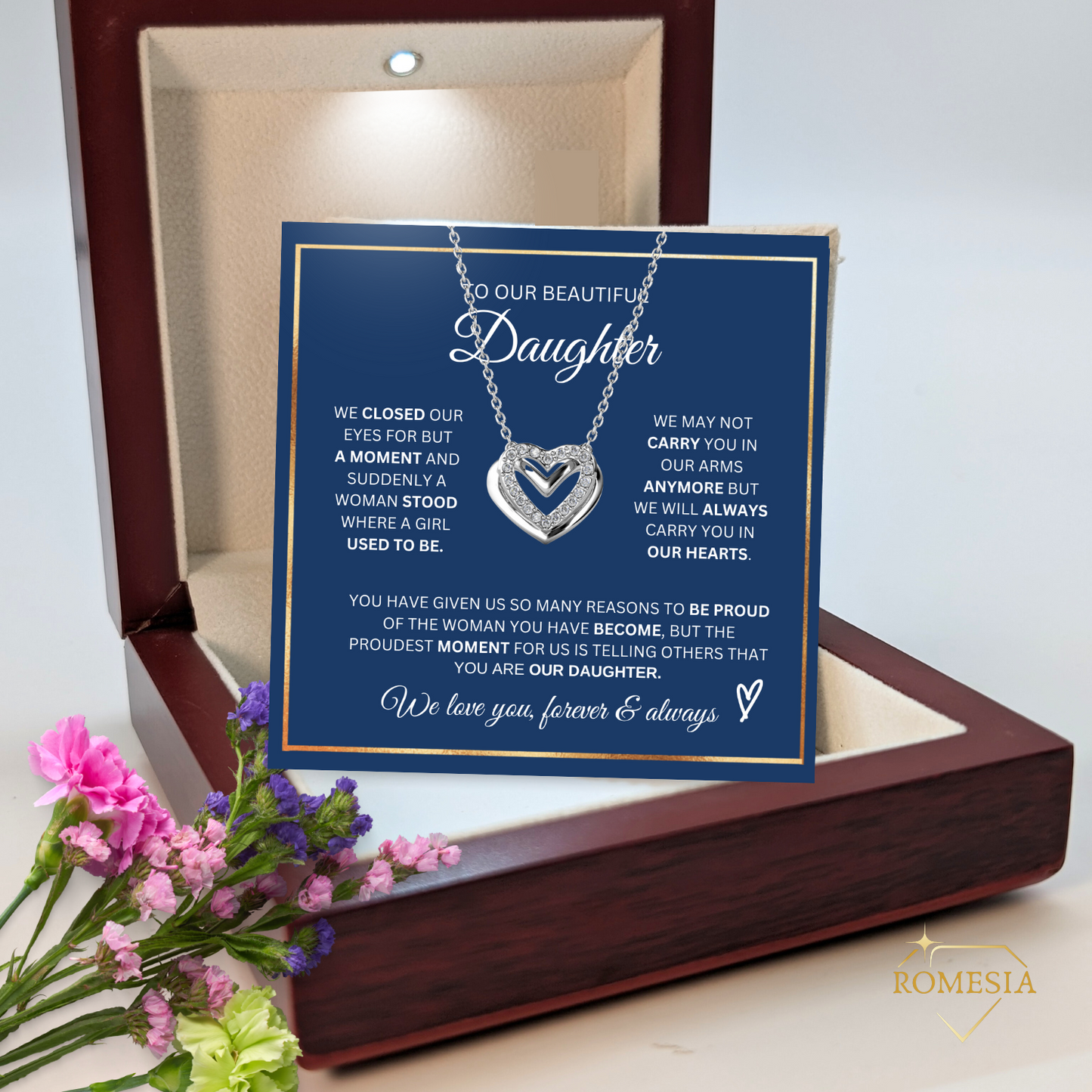 To Our Daughter-Proudest Moment- Psaaionate Hearts Pendent