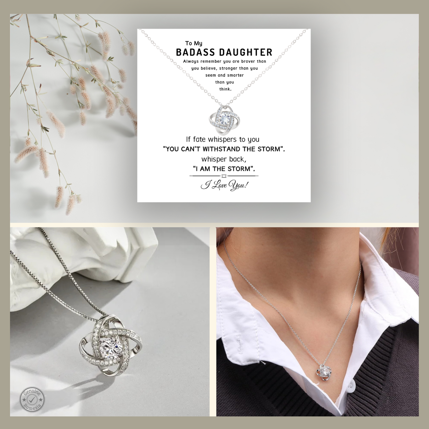 To My Badass Daughter- Love Knot Necklace