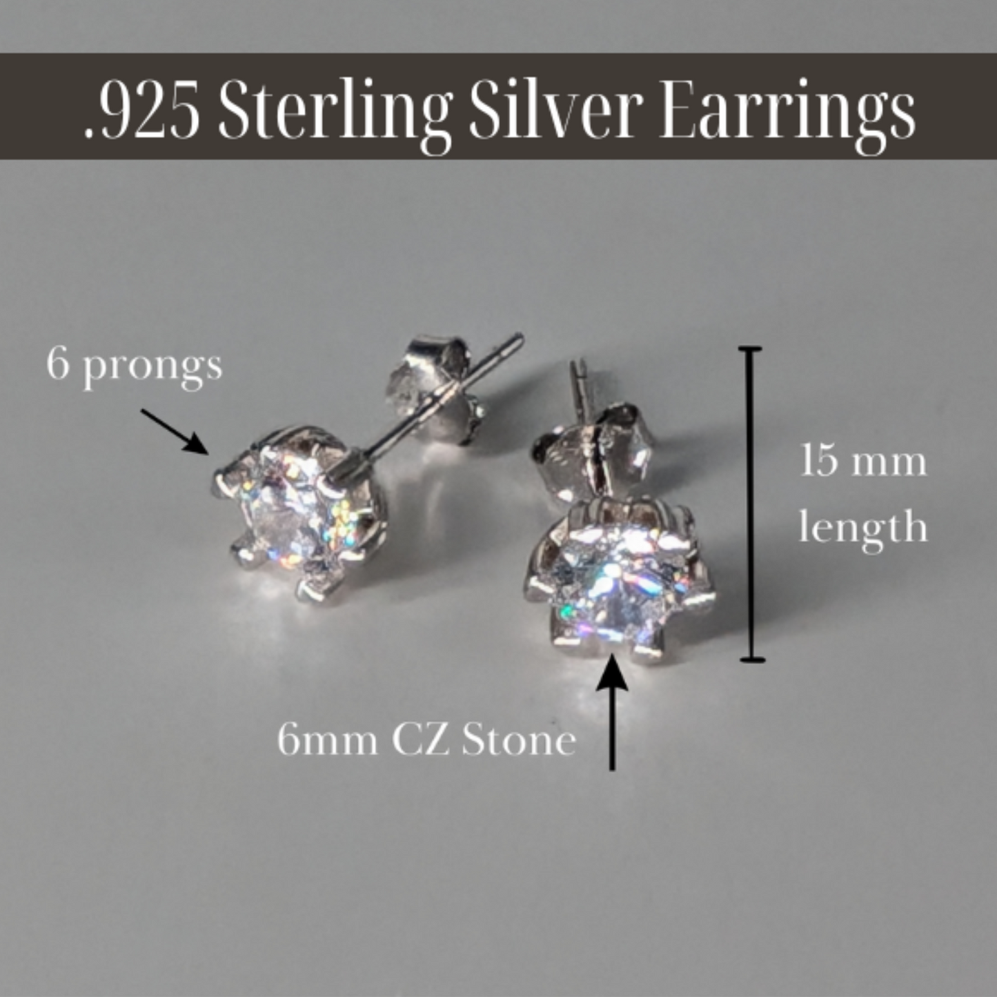 6mm-925 Sterling Silver Earrings